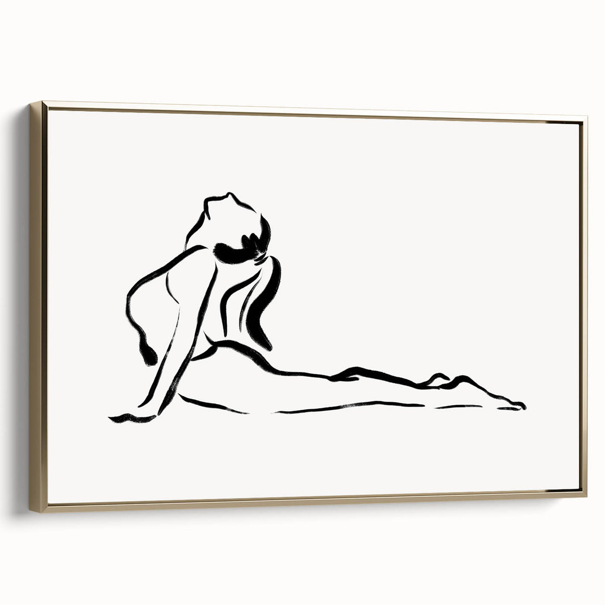 Bohemian Wall Art - Minimalist Line Art Nude in Relaxed Pose Canvas