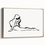 Bohemian Wall Art - Minimalist Line Art Nude in Relaxed Pose Canvas