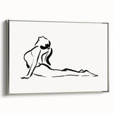 Bohemian Wall Art - Minimalist Line Art Nude in Relaxed Pose Canvas