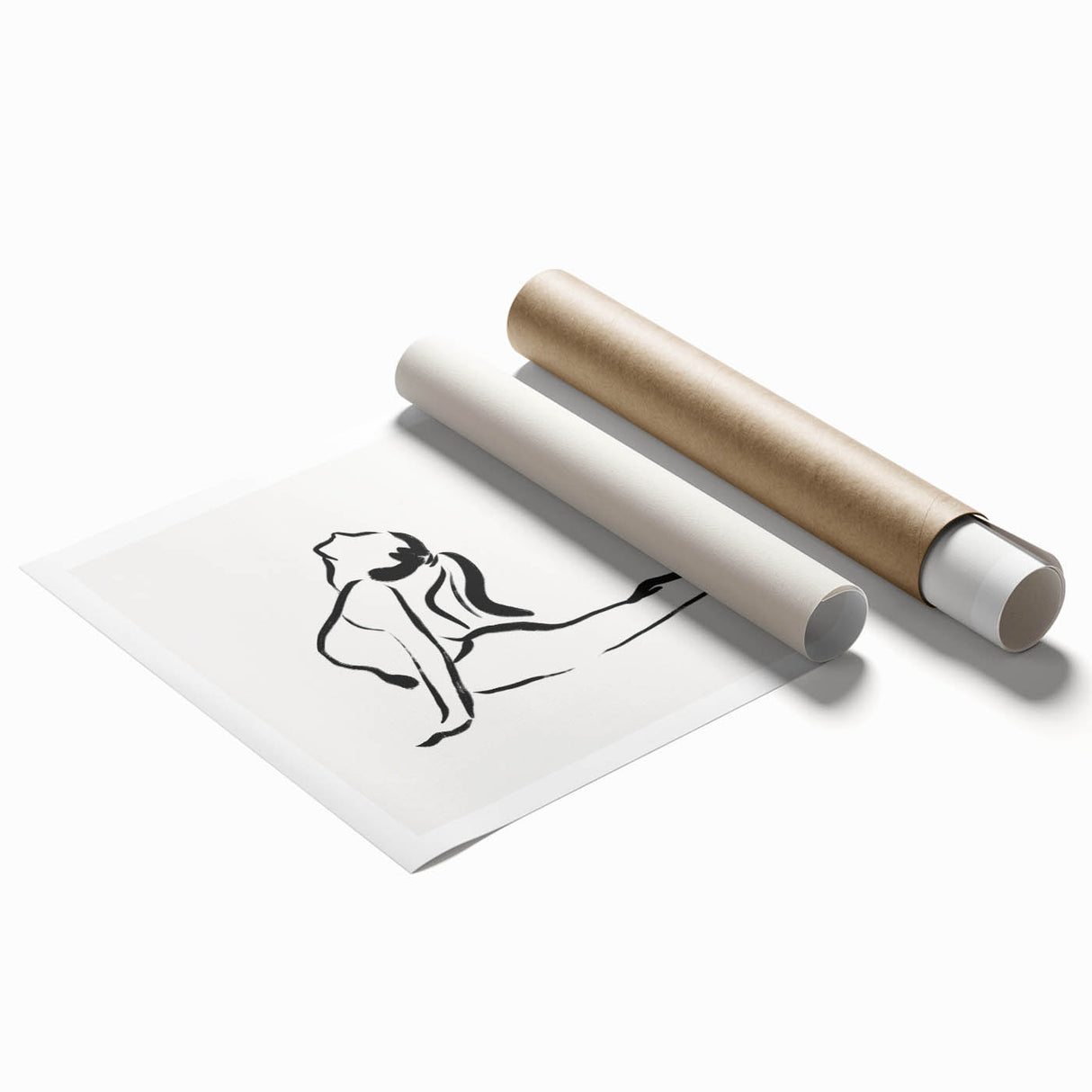 Bohemian Wall Art - Minimalist Line Art Nude in Relaxed Pose Canvas
