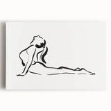Bohemian Wall Art - Minimalist Line Art Nude in Relaxed Pose Canvas