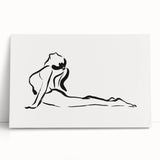Bohemian Wall Art - Minimalist Line Art Nude in Relaxed Pose Canvas