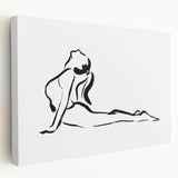 Bohemian Wall Art - Minimalist Line Art Nude in Relaxed Pose Canvas