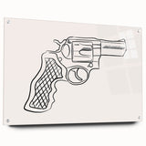 Boho Decor Canvas - Bold Minimalist Revolver Line Art Bohemian Wall Art