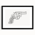 Boho Decor Canvas - Bold Minimalist Revolver Line Art Bohemian Wall Art
