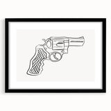 Boho Decor Canvas - Bold Minimalist Revolver Line Art Bohemian Wall Art