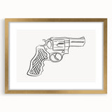 Boho Decor Canvas - Bold Minimalist Revolver Line Art Bohemian Wall Art