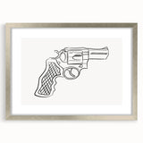 Boho Decor Canvas - Bold Minimalist Revolver Line Art Bohemian Wall Art