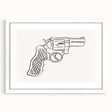 Boho Decor Canvas - Bold Minimalist Revolver Line Art Bohemian Wall Art
