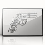 Boho Decor Canvas - Bold Minimalist Revolver Line Art Bohemian Wall Art
