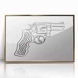 Boho Decor Canvas - Bold Minimalist Revolver Line Art Bohemian Wall Art