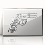 Boho Decor Canvas - Bold Minimalist Revolver Line Art Bohemian Wall Art