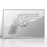 Boho Decor Canvas - Bold Minimalist Revolver Line Art Bohemian Wall Art