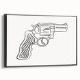 Boho Decor Canvas - Bold Minimalist Revolver Line Art Bohemian Wall Art