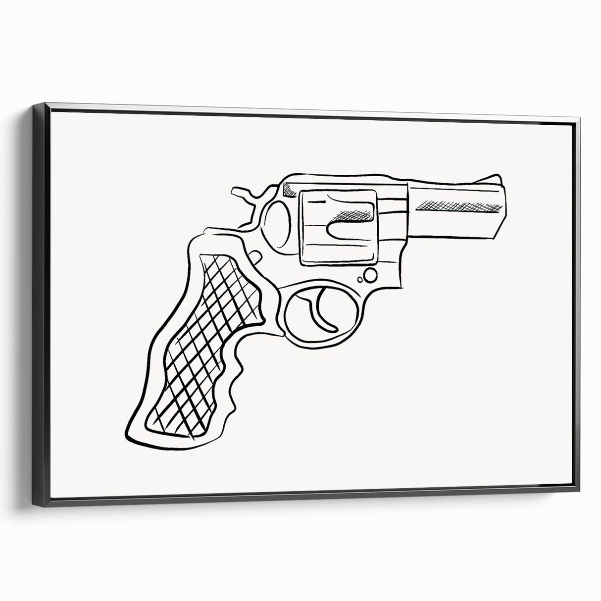 Boho Decor Canvas - Bold Minimalist Revolver Line Art Bohemian Wall Art