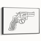Boho Decor Canvas - Bold Minimalist Revolver Line Art Bohemian Wall Art