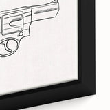 Boho Decor Canvas - Bold Minimalist Revolver Line Art Bohemian Wall Art