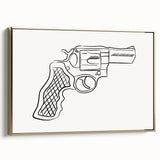 Boho Decor Canvas - Bold Minimalist Revolver Line Art Bohemian Wall Art