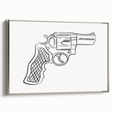 Boho Decor Canvas - Bold Minimalist Revolver Line Art Bohemian Wall Art