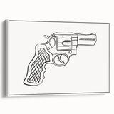 Boho Decor Canvas - Bold Minimalist Revolver Line Art Bohemian Wall Art