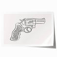Boho Decor Canvas - Bold Minimalist Revolver Line Art Bohemian Wall Art
