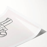 Boho Decor Canvas - Bold Minimalist Revolver Line Art Bohemian Wall Art