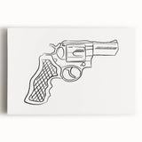 Boho Decor Canvas - Bold Minimalist Revolver Line Art Bohemian Wall Art