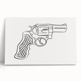 Boho Decor Canvas - Bold Minimalist Revolver Line Art Bohemian Wall Art