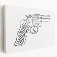 Boho Decor Canvas - Bold Minimalist Revolver Line Art Bohemian Wall Art