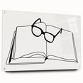 Bohemian Wall Art - Minimalist Line Art of Open Book and Glasses Canvas