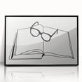 Bohemian Wall Art - Minimalist Line Art of Open Book and Glasses Canvas