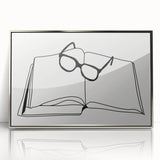 Bohemian Wall Art - Minimalist Line Art of Open Book and Glasses Canvas