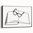 Bohemian Wall Art - Minimalist Line Art of Open Book and Glasses Canvas