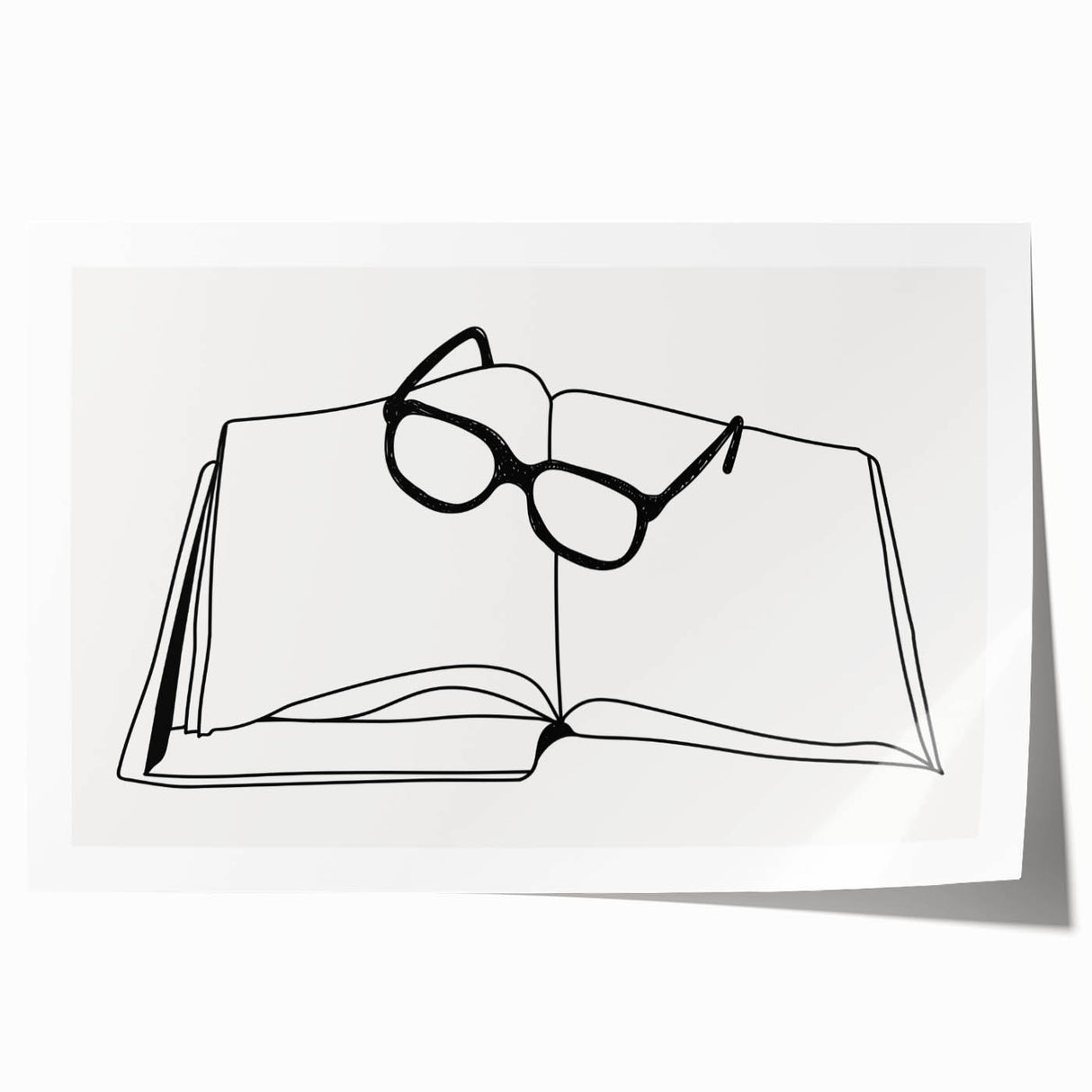 Bohemian Wall Art - Minimalist Line Art of Open Book and Glasses Canvas