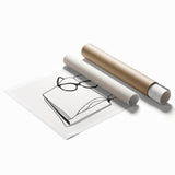 Bohemian Wall Art - Minimalist Line Art of Open Book and Glasses Canvas