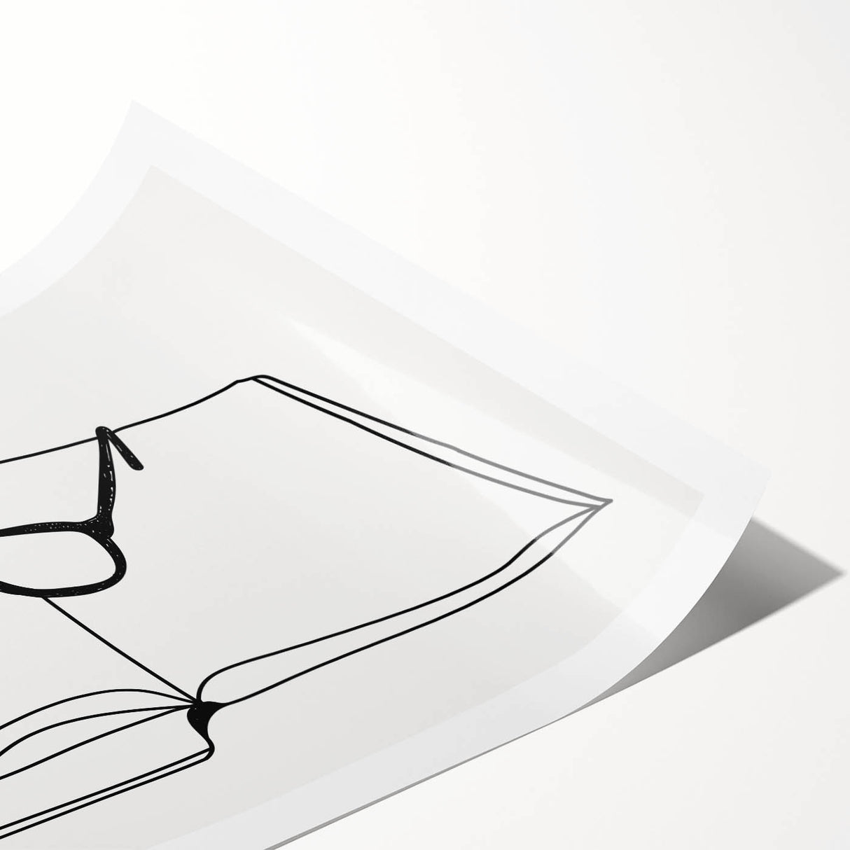 Bohemian Wall Art - Minimalist Line Art of Open Book and Glasses Canvas