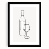 Bohemian Wall Art | Minimalist Wine Bottle Line Drawing | Modern Art Print