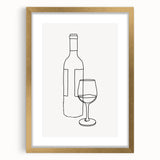 Bohemian Wall Art | Minimalist Wine Bottle Line Drawing | Modern Art Print