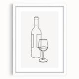 Bohemian Wall Art | Minimalist Wine Bottle Line Drawing | Modern Art Print
