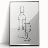Bohemian Wall Art | Minimalist Wine Bottle Line Drawing | Modern Art Print