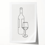 Bohemian Wall Art | Minimalist Wine Bottle Line Drawing | Modern Art Print