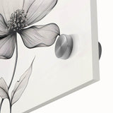 Boho Wall Decor - Delicate Black and White Floral Line Art Bohemian Canvas