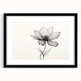 Boho Wall Decor - Delicate Black and White Floral Line Art Bohemian Canvas