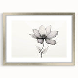 Boho Wall Decor - Delicate Black and White Floral Line Art Bohemian Canvas