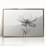 Boho Wall Decor - Delicate Black and White Floral Line Art Bohemian Canvas