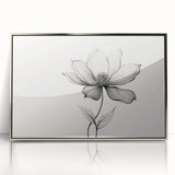 Boho Wall Decor - Delicate Black and White Floral Line Art Bohemian Canvas