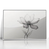 Boho Wall Decor - Delicate Black and White Floral Line Art Bohemian Canvas