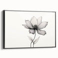 Boho Wall Decor - Delicate Black and White Floral Line Art Bohemian Canvas