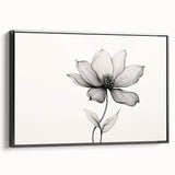 Boho Wall Decor - Delicate Black and White Floral Line Art Bohemian Canvas