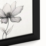 Boho Wall Decor - Delicate Black and White Floral Line Art Bohemian Canvas